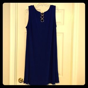 Royal blue dress with gold circles